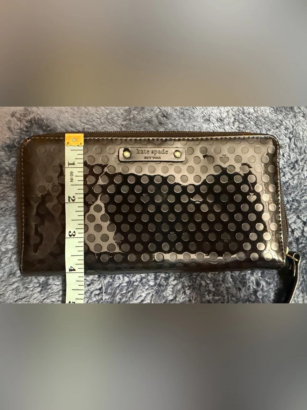 Kate spade Black Patent Dot Zip-Around Wallet
